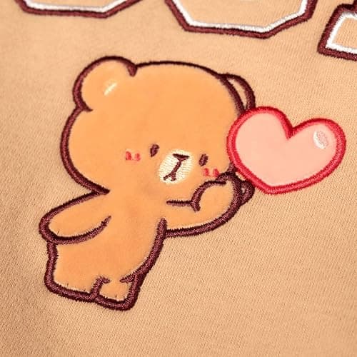 Milkmochabear Official Milk and Mocha Oversized Varsity Crewneck Casual Unisex Sweatshirt Soft Embroidered Men Women thumbnail 5
