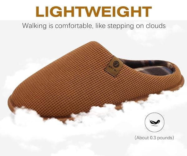 ONCAI Men's House Slippers, Cushion Memory Foam Shake Fleece and Man House Shoes with Faux Fur Lining and Indoor Outdoor Rubber Soles US Size 7-15 thumbnail 5
