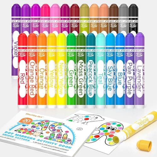 Shuttle Art Washable Dot Markers 26 Colors with Free Activity Book, Fun Art Supplies for Kids Toddlers and Preschoolers, Non Toxic Water-Based Paint Daubers, Dot Art Markers - Image 1