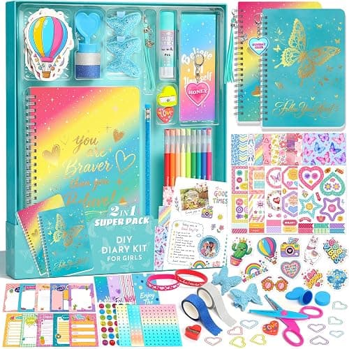 Axirata 2-Pack DIY Journal Kit for Girls 6-8-14 Year Old Scrapbook Gifts | Art & Crafts Stationery Set, Scrapbook & Diary Supplies Toy Journal Set for Tween & Teen Girls Birthday Christmas Gift (Blue) - Image 1