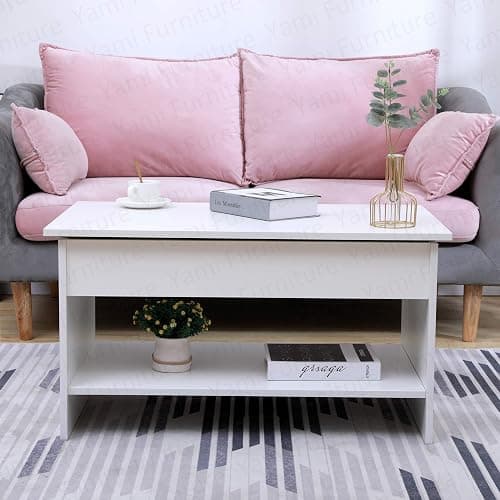 Yaermei Livingroom Coffee Tea Table with Sliding Top & Large Hidden Storage Space Office Furniture (White-Style 2) thumbnail 5