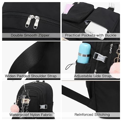 LXYGD Laptop Backpack 15.6 Inch Kids Elementary Middle High School Bag College Backpacks Anti Theft Travel Back Pack Large Bookbags for Teens Girls Women Students (Black) thumbnail 5