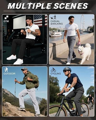 Neer 4 Pack Men's Sweatpants Joggers with Pockets Open Bottom Gym Athletic Pants Baggy Workout Casual Running Clothing thumbnail 5