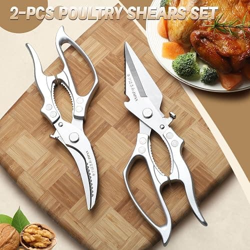 Freelander Kitchen Scissors Set - All Purpose Heavy Duty Poultry Shears | Japanese Kitchen Shears for Food, Chicken, Meat, Fish, Vegetables, Ergonomic Non-Slip Handle, Gifts for Women Men thumbnail 2