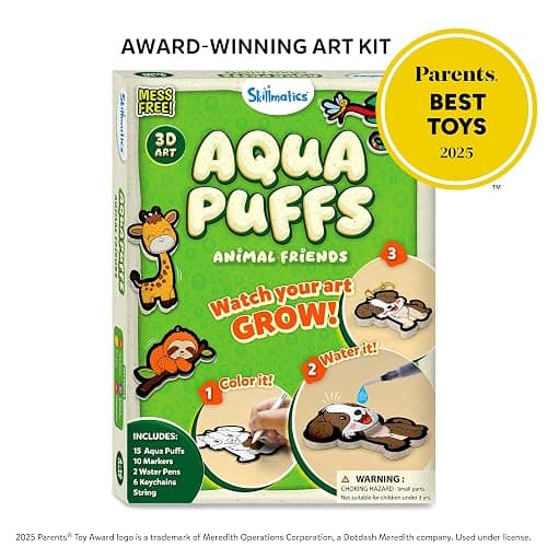 Skillmatics Aqua Puffs Animals, Art & Craft, Paint by Number, Gift for Kids | DIY Puffy Keychains, Screen-Free, Mess-Free Activity, Travel & Creative Kit for Girls & Boys Ages 4, 5, 6, 7, 8, 9, 10 thumbnail 4