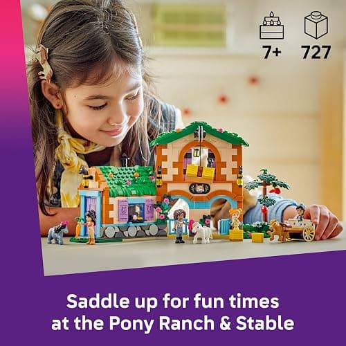 LEGO Friends Pony Ranch & Stable Toy - incl. 3 Horse Animal Figures, 4 Mini Dolls and a Cat, plus fun Accessories - Creative Gift for 7+ Year Old Girls - 42654 thumbnail 4