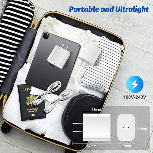 Fast iPad Charger,iPad Charger Fast Charging 2Pack Wall Chargers Plug Adapter Type C USB C to C Cable Cord 6ft for iPad Pro 12.9,iPad Pro 11/13inch(M4),iPad Air 5th/4th,iPad mini 6/7,iPad 10/11th(A16) thumbnail 6