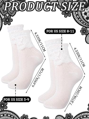 Fourluoo 6 Pairs Women's Ruffle Ankle Socks - Lace & Frilly Cute Breathable Thin Cool Casual Socks thumbnail 5