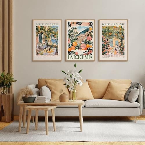 Italy Amalfi Coast Wall Art Italian Kitchen Canvas Wall Decor Vintage City Landscape Travel Poster Kitchen Artwork Italy Food Pictures Mediterranean Prints for Dining Room 12x16 Inch Unframed Set of 3 thumbnail 4
