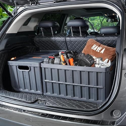 VEVOR 65L Collapsible Storage Bins with Lids 3 Packs, Stackable Utility Crates with Handles, Large Folding Containers for Organizing Tools, Books, Food, Drinks, Camping&Transport thumbnail 2