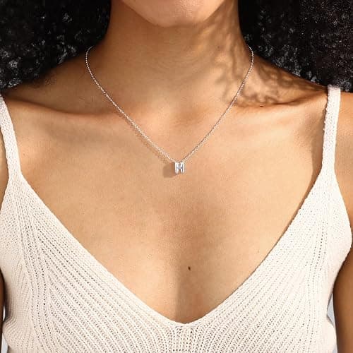 CUEZIY Initial Necklaces for Women Bubble Gold Silver Letter Necklace Dainty Personalized Charm Pendant Name Necklace Cute Non Tarnish Fashion Accessories Teen Gift Trendy Stuff Jewelry Gifts thumbnail 3