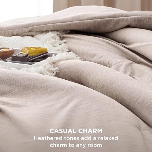 Bedsure King Size Comforter Set - Warm Taupe Soft Bedding for All Seasons, Cationic Dyed Bed Set, 3 Pieces, 1 King Size Comforter (104"x90") and 2 Pillow Shams (20"x36"+2") thumbnail 3