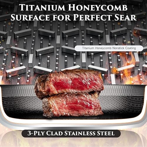 JEETEE Hybrid Stainless Steel Cookware Set with Detachable Handle, 18Pcs Pots and Pans Set Non Stick, Induction Kitchen Cookware Sets Removeble Handles, Camping RV Cooking Set, Dishwasher & Oven Safe thumbnail 4