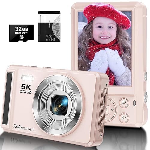 5K Digital Camera - 72MP UHD Point and Shoot Small Digital Cameras - Autofocus Compact Camera for Photography with Flash - Portable Vlogging Camara Gifts for Kids with 32GB Card, 2.8" Screen, 16X Zoom - Image 1