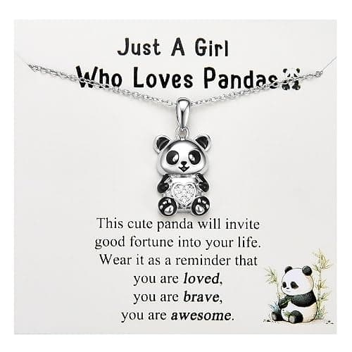 Shuxin Panda Gifts for Girls, Silver Panda Necklace for Kids, Birthday Christmas Graduation Gifts for Teenage Girls, Xmas Stocking Fillers - Image 1
