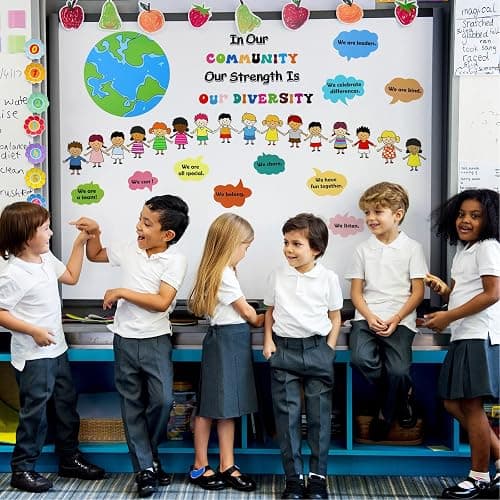 31 Pcs Bulletin Board Decoration Set Classroom Decorations Diverse Children Borders Cutouts for Party School Student Teacher (Our Strength is Our Diversity) thumbnail 5