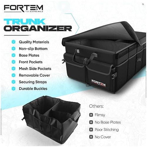 FORTEM Trunk Organizer For SUV Car Trunk Organizer, Foldable Storage, Car Accessories for Women Men, Collapsible Bag, Perfect Christmas Gifts, 600D Oxford, Non Slip Bottom, Straps, Soft Cover (50L) thumbnail 7