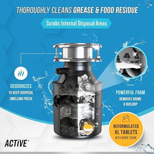 Garbage Disposal Cleaner Deodorizer Tablets - 24 Pack, New Powerful XL Foaming Tablet - Fresh Citrus Foam Sink Garburator Disposer Freshener, Natural Kitchen Drain Cleaning Care - 1 Year Supply thumbnail 3