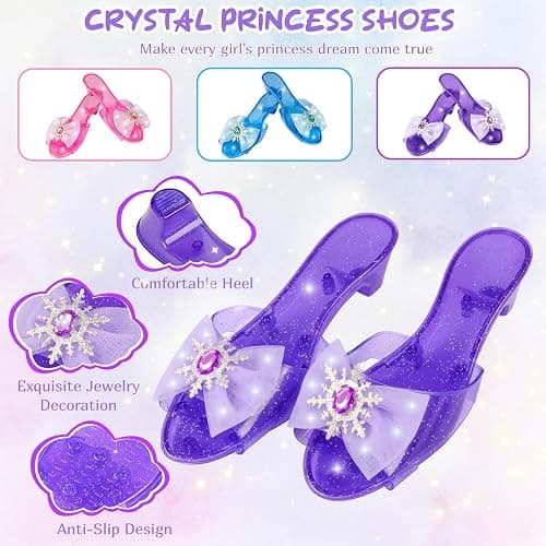 Princess Dress Up for Girls, Dress Up Clothes for Girl with Princess Shoes, Toddler Girls Boutique, Pretend Play Gifts for Little Girl Aged 3-6 Years Old thumbnail 6