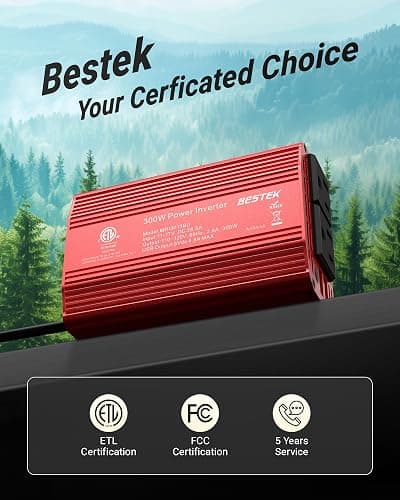 BESTEK Power Inverter DC 12V to AC 110V - 300W Car Plug Adapter Outlet with 4.8A Dual USB Fast Charging Port - Car Charger Cigarette Lighter Adapter for Phone, Laptop on Road Trip - Aluminum Housing thumbnail 8