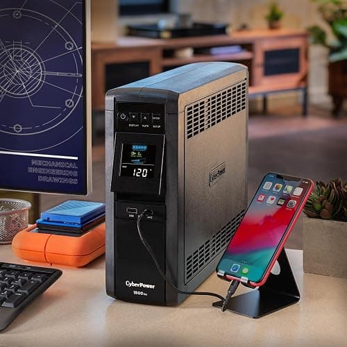 CyberPower CP1500PFCLCD PFC Sinewave UPS Battery Backup and Surge Protector | 1500VA/1000W, 12 Outlets, AVR, Mini Tower, UL Certified thumbnail 8
