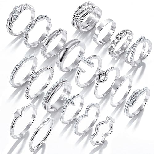 KISS WIFE Golden Silvery Black Kunckle Rings Set for Women, Dainty Simple Trendy Cute Stackable Finger Rings Pack, Perfect for Stacking Layering on Thumb and Knuckle, Mixed Size, Jewelry Gift thumbnail 4