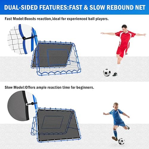 Winthai Soccer Rebounder Net, Quick-Switch Angle Dual-Sided/Dual/Three Mode Easy Setup Soccer Goal Rebounder for Control, Passing Practice, Soccer Training Gifts Aids & Equipment for Kids,Teens&Adults thumbnail 3