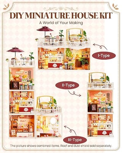 Rolife Super Creator Accessories Chic Café Terrace, Tiny House Building Blocks for Little Dolls, DIY Plastic House Model Building Kits for Teens, DIY Crafts/Hobbies for Adults (Chic Café Terrace) thumbnail 8