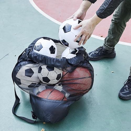 2-Pack Large Sports Ball Bag,Mesh Soccer Ball Bag，Heavy Duty Drawstring Bags Hold Equipment for Coach, Basketball,Football, Volleyball,Baseball and Swimming Gears with Adjustable Strap thumbnail 6