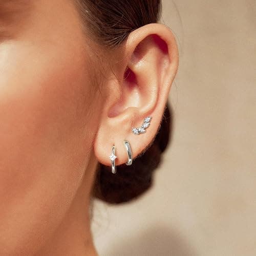Freekiss 3 Pairs Gold Hoop Earrings Set: Dainty Stud Earrings Trendy Small 14K Gold Plated Hypoallergenic Dangle Cartilage Huggie Hoop Earrings for Women Gold Jewelry for Women Gifts thumbnail 8