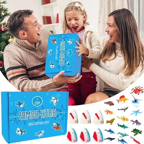 Kids Bath Bombs with Surprise Inside,4 Pack Marine Shark Bath Bomb for with Ocean Sea Animals for Girls Boys Toddlers, Safe Natural & Organic thumbnail 5