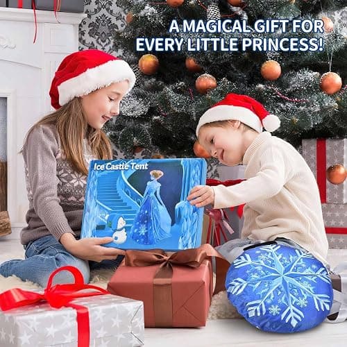Amplov Princess Pop Up Play Tent, Frozen Toys for Girls, Large 53" x 41" Indoor/Outdoor Ice Castle Playhouse with LED Lights and Carrying Bag, Ideal Gift for Ages 3-9 thumbnail 7