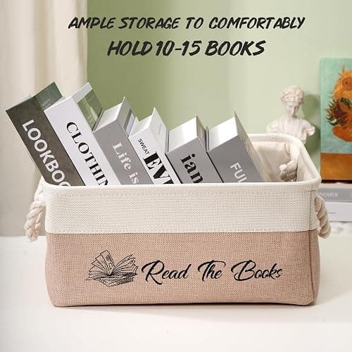 Book Storage Baskets for Organizing, Book Lover Gifts Read The Books List Storage Organizer with Handles, Durable&Collapsible Storage Bin Bookworm Gift - Perfect for Club Members Teacher Student thumbnail 5