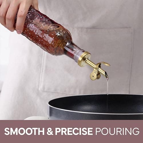 COOK WITH COLOR Glass Olive Oil Bottle Dispenser - 2 Pack- 17oz Oil and Vinegar Cruet - Olive Oil Carafe Decanter for Kitchen, Floral, Pink thumbnail 5