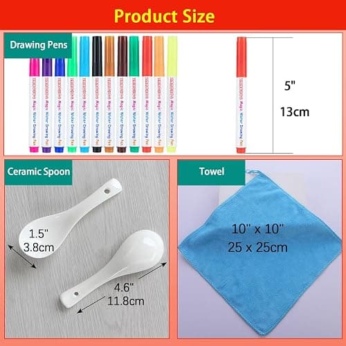 Kiddies Create Magical Floating Drawings Bundle, Magical Drawing Pens for Kids Water, Magic Water Painting Pen Set for Tattoos, DIY Art Ink Marker Kit with Spoons & Towel, Boys Girls Children's Gifts thumbnail 6