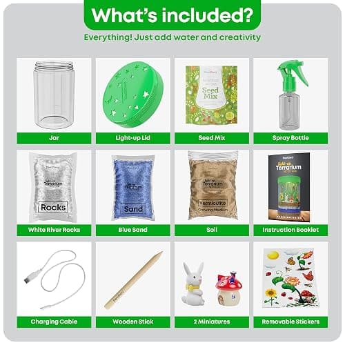 Dan&Darci Light-Up Terrarium Kit for Kids - STEM Science Kit - Educational DIY Toy for Boys & Girls - Birthday Craft Project Idea for Ages 6 7 8 9 10 11 12 Year Old thumbnail 4