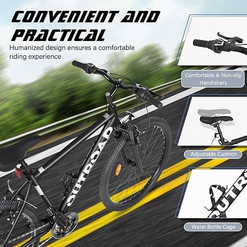 Betterland 26 Inch Mountain Bike with Adjustable Ergonomic Seat, 7/21 Speed Adult Bike with Dual V Brakes, Outdoor Cycling Bike with High Carbon Steel Frame and Front Suspension thumbnail 3