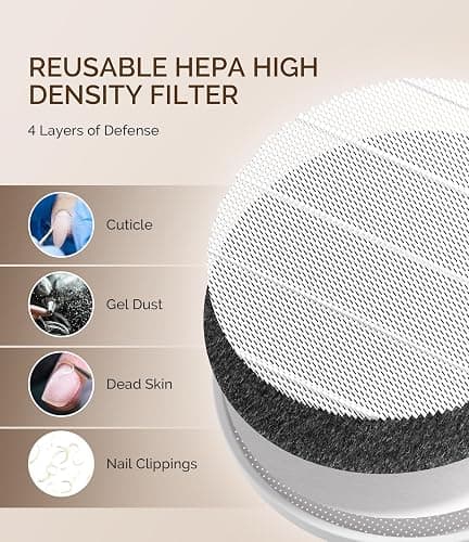 MelodySusie Nail Dust Collector,Compact Vacuum Fan Dust Collector for Beginner with Reusable Filter,HPro Powerful Dust Suction Machine Manicure Pedicure Tool for Acrylic Nail Polishing,Salon & Home - White thumbnail 5