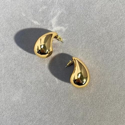 Teardrop Chunky Earrings for Women Trendy Hoop Earring Set Earring Dupes, Fashion Gold Large Drop Earrings thumbnail 7