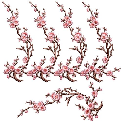 Cherry Blossom Iron Patch,5PCS Cherry Blossom Patches Iron On (5pcs Pink) - Image 1