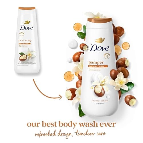 Dove Body Wash Pamper Shea Butter & Vanilla for 24hr Lotion-Soft Skin Moisturizing Skin Cleanser with No Sulfates No Parabens 20 oz thumbnail 3