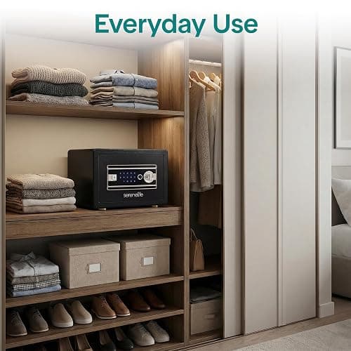 Biometric Fingerprint Safe, Keypad Code Access and Backup Keys, Quick Access Digital Safe for Home or Office, Stores Cash Jewelry etc., Compact, Easy Setup, Solid Metal Build. 13.77D x 9.84W x 9.84H thumbnail 5