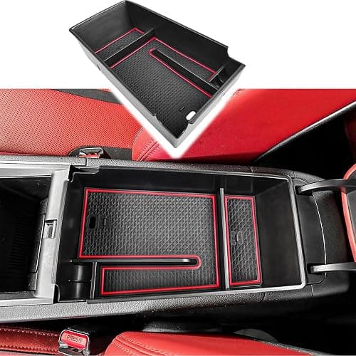 EDBETOS Center Console Organizer Tray Compatible with Kia K5 GT Line DL3 Accessories 2021-2023 2024 2025 2026 Interior Secondary Armrest Storage Box, ABS Material Insert Tray, Red Trim thumbnail 5
