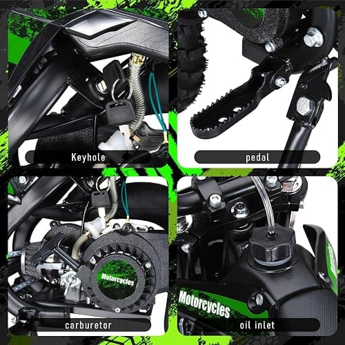 NEREIDS NET 50cc 2-Stroke Pro-Level Kids Dirt Bike | 330LBS Heavy Duty Gas Motorcycle w/Hydraulic Disc Brakes & Suspension | 25MPH Off-Road Beast | CPC Motocross Bike with 3X Durable Alloy Frame thumbnail 8