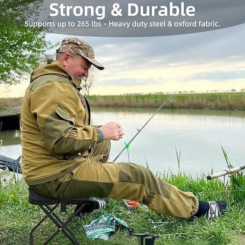 Pocket Chair, Folding Camp Stool for Adults, Portable Lightweight Small Foldable Camping Chair, Mini Seat Travel Fishing Stool Compact Folding Footrest with Carry Pouch&Strap Silla plegable portátil thumbnail 4