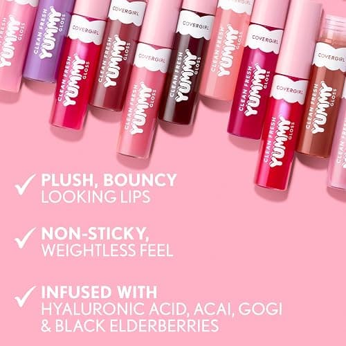 COVERGIRL Clean Fresh Yummy Lip Gloss, Sunshine Rays, W&F, Hydrating, Non-Sticky, Hyaluronic Acid, Glassy Shine, 0.33oz thumbnail 4