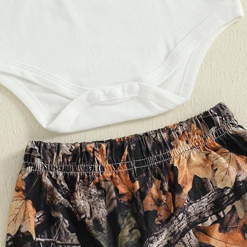DSOKUHIB Newborn Baby Girl Hunting Clothes Deer Long Sleeve Romper Jungle Camo Flare Pants Set 3 Piece Fall Winter Outfit thumbnail 6