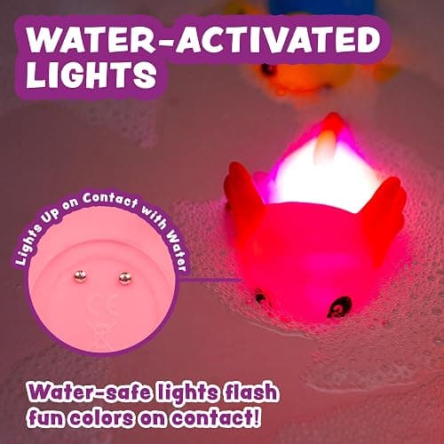 Tub Works® Under the Sea™ Light Up Bath Toys, 6 Pack | Water-Activated Light Up Toys Flash & Change Color | Easy-Grip Baby & Toddler Bath Toys | Sensory Bathtub Toys with Bath Lights for Kids Bath thumbnail 5