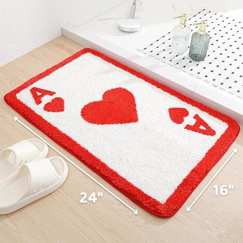 Poker Bathroom Mat Funny, Ace of Spades, Extra Soft and Absorbent Bath Rugs, Machine Wash Dry, Non-Slip Carpet Mat for Tub, Shower, and Bath Room, Heart, 16x24 thumbnail 3