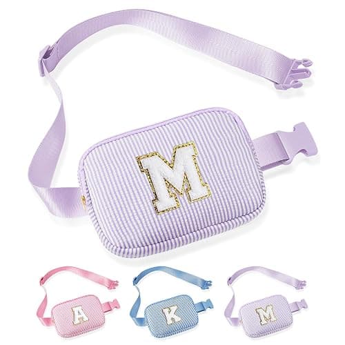 YOOLIFE Birthday Gifts for 4 5 6 7 8 9 10 11 12 13 Year Old Girls - Personalized Gifts for Teens Kids Daughter Sister Her | Birthday Gifts for Kids | Initial Crossbody Bag Belt Bag | Purple M - Image 1
